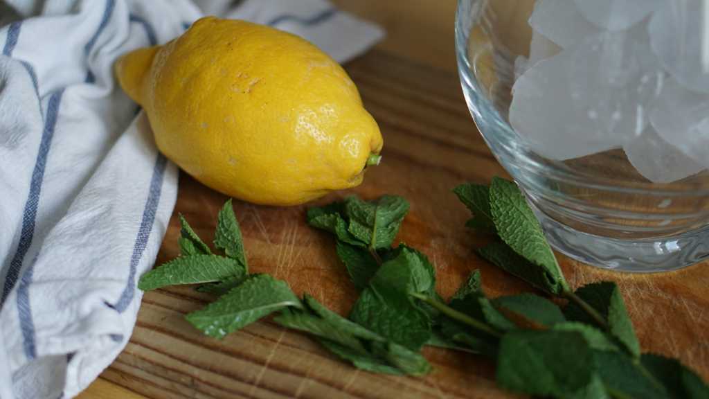 Lemon and mint for a cool drink prep.